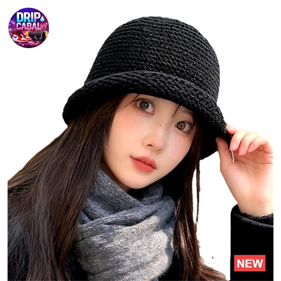 Handmade Acrylic Knitted Bucket Hat Winter Warm Crochet Cap main image 2